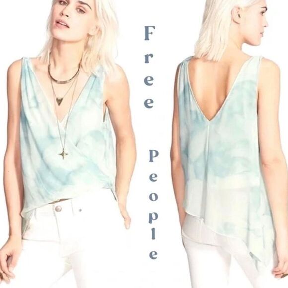 FREE PEOPLE Sea Wrap Asymmetrical Tie Dye Tank Top - Picture 1 of 9